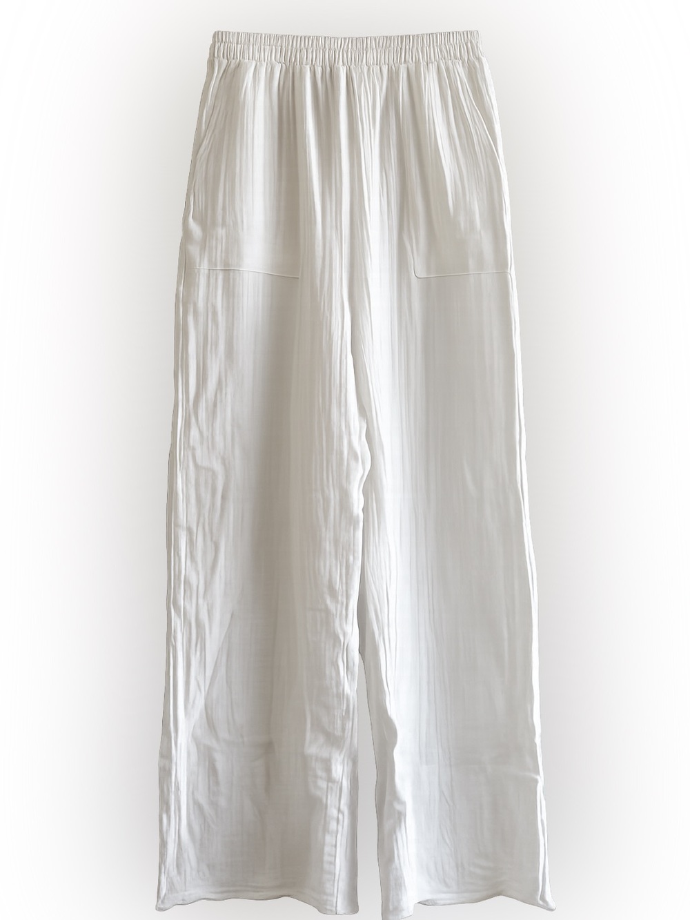 NEW Zenana Wide Leg Cotton Double Gauze Elastic Band Pants Boho Beachy Lounge, L - Picture 2 of 9